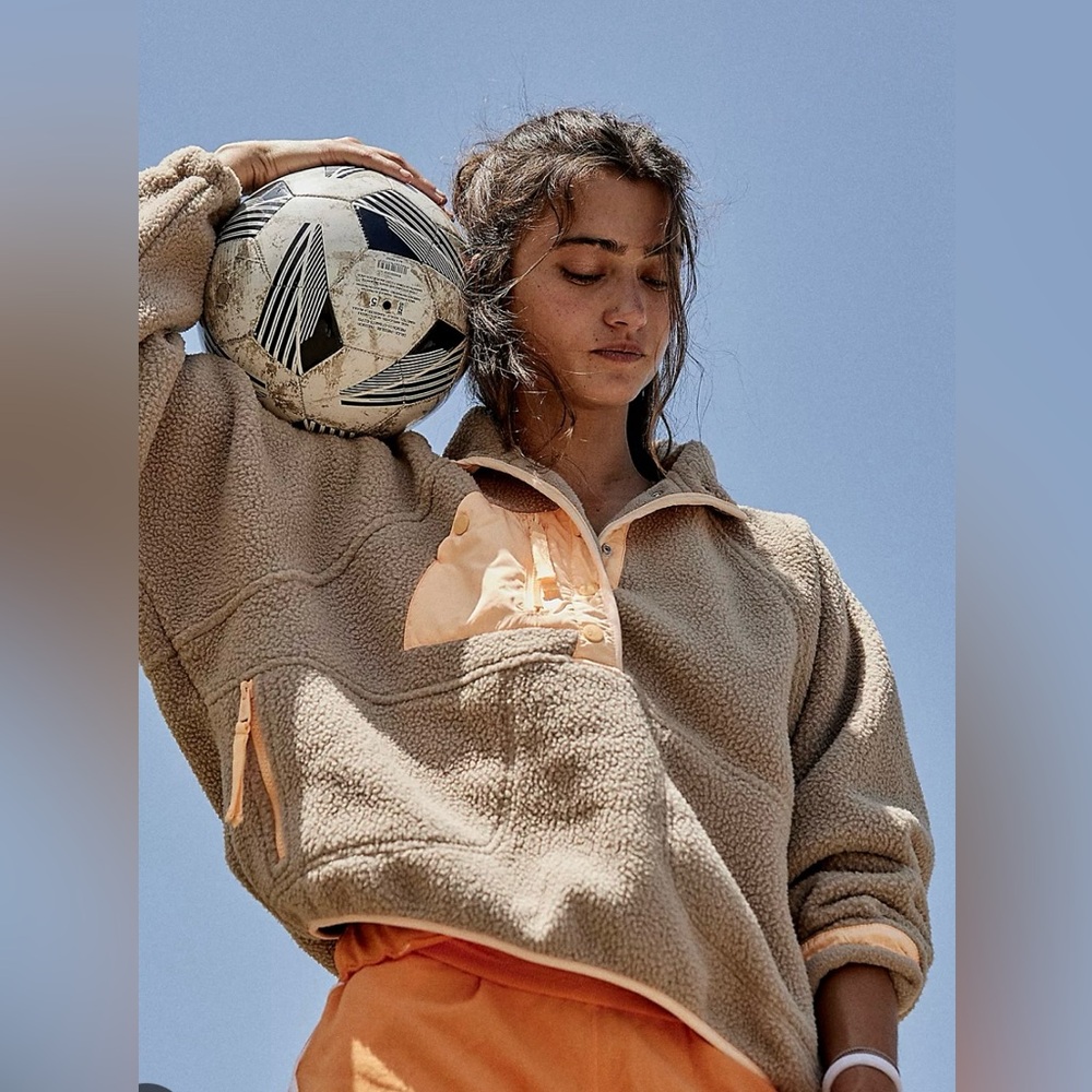 Free People hit the slopes colorblock fleece pullover